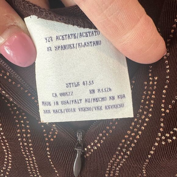 Vtg En Francais by Huey Waltzer Brown Long Sleeve Mock Neck Maxi Gown Women Sz 2 - Picture 7 of 7